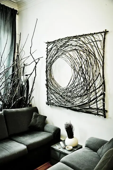 a creative twig wall art is a unique solution for natural home decor, it will work not only for the fall