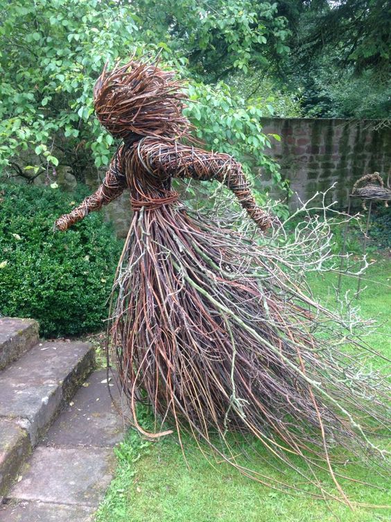 a twig and branch female figure will be a gorgeous and scary decoration for Halloween