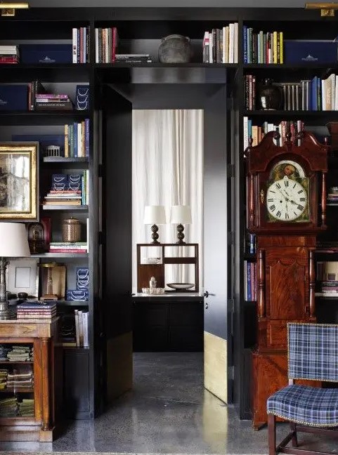doorway storage shelves with books, art, clocks and other stuff is a lovely idea to store a lot of things and display them at their best