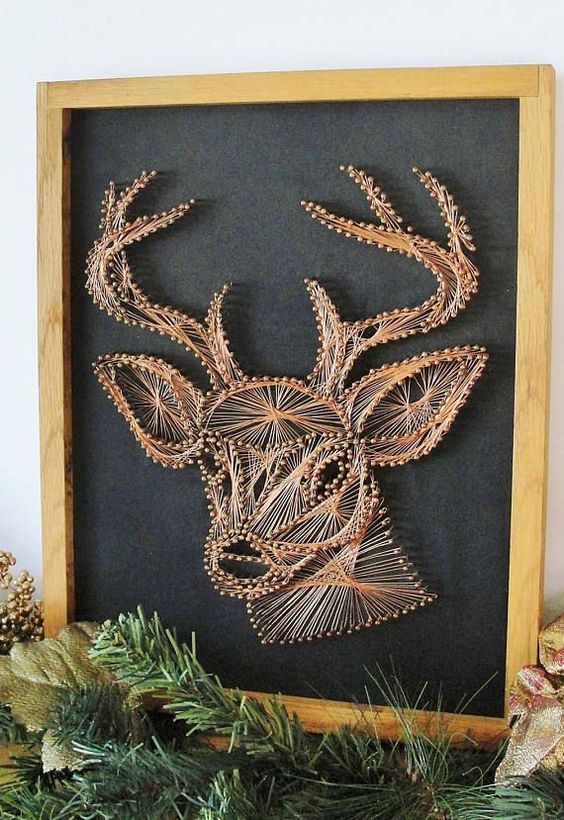 a jaw-dropping deer strign art will be a fantastic decor idea not only for Christmas but also for giving a woodland feel to the space