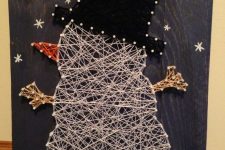 a snowman string art will excite both kids and adults and can be used for both indoors and outdoors at Christmas