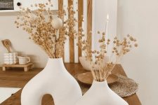 lovely Scandinavian vases with dried flowers will be a cool idea for Scandinavian fall decor