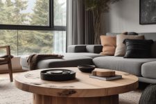 a calm Japandi living room design