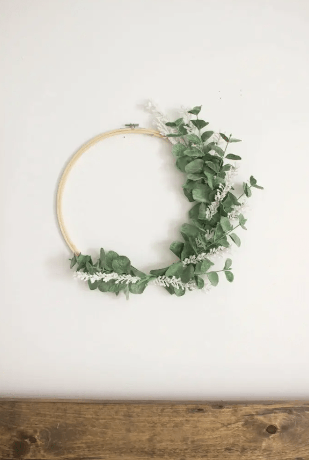 a stylish hoop spring wreath