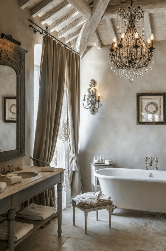 a gorgeous bathroom with limewashed walls