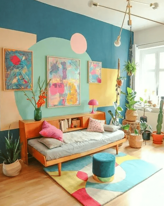 a cute colorful living room