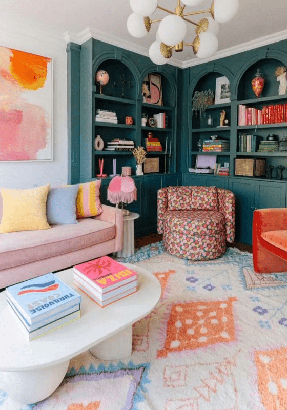 a cozy colorful living room