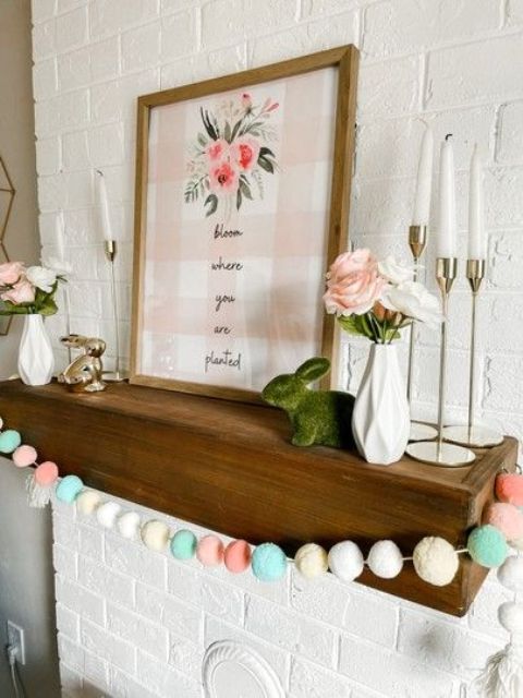 a cute pink spring sign with calligraphy and flowers is a lovely decor idea for spring or Easter, you can DIY one