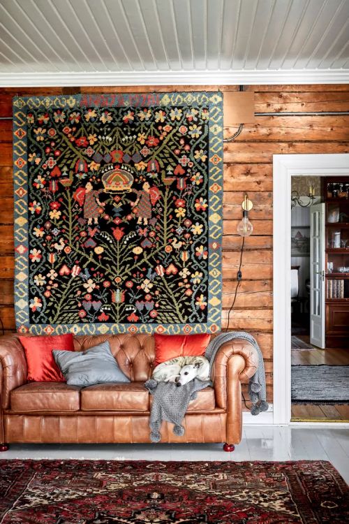 a bright boho rug will turn a rustic space into a unique one, will give it a character and a story