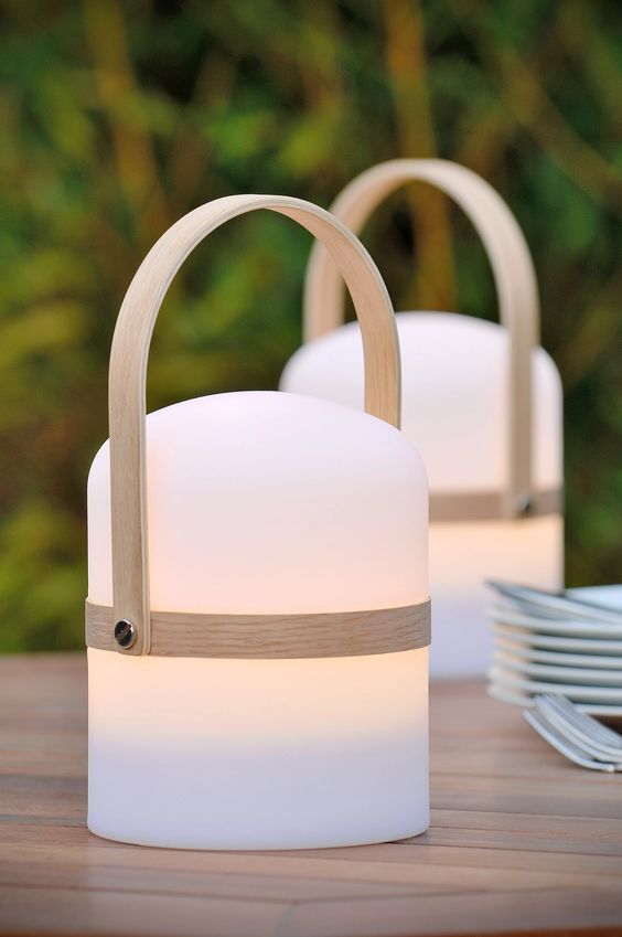 modern and laconic portable outdoor lamps are a cool idea for any outdoors