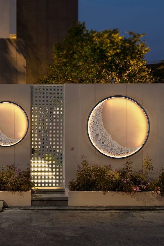 moon-inspired outdoor lamps are great for a modern or minimalist outdoor space, they look unique