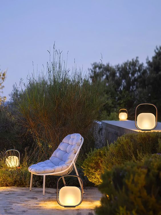 small and lovely portable outdoor lamps will illuminate any space easily and add a modern feel to it