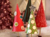Handmade Paper Christmas Trees On Spools