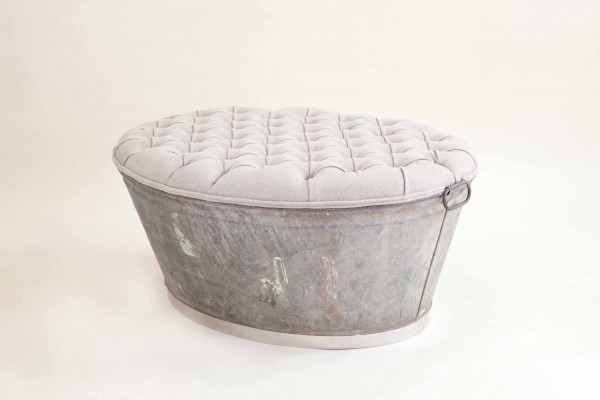 Linen Upholstered Ottoman Tub