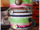 yarn and buttons tin can vase
