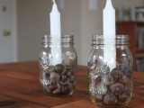 acorns and candle centerpiece