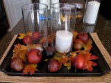 apples and candles centerpiece