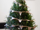 Christmas tree with bunting centerpiece
