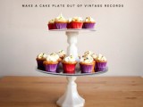 vinyl record cupcake stand