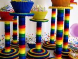 rainbow cupcake stand
