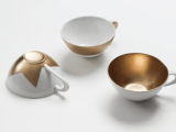 metallic teacups