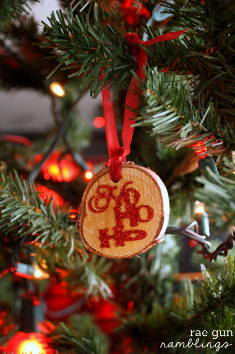 wood glitter ornaments