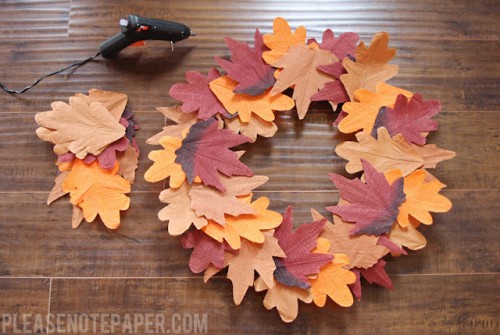 faux leaf fall wreath (via pleasenotepaper)