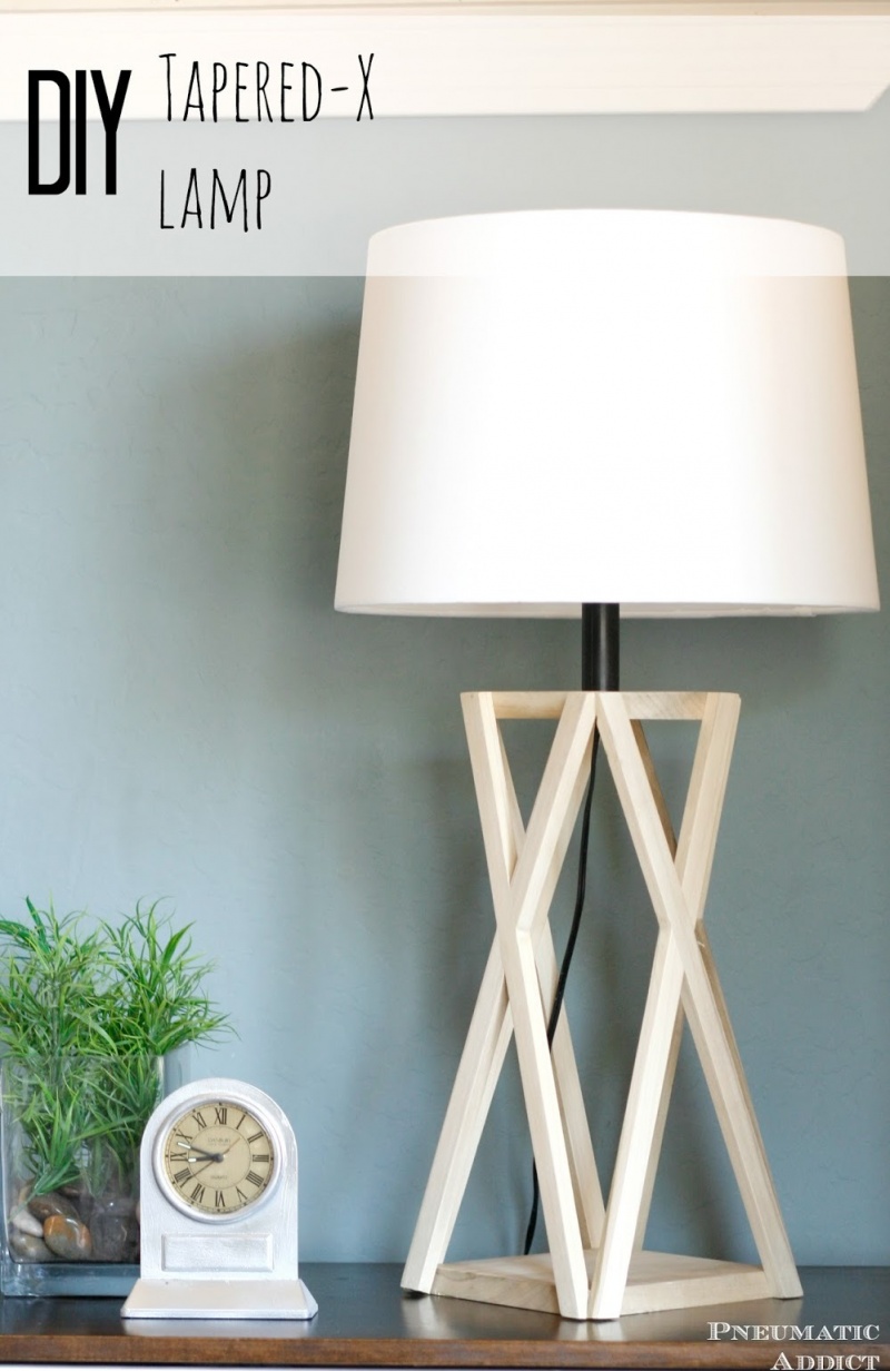 Picture Of architectural wooden tapered x lamp  1