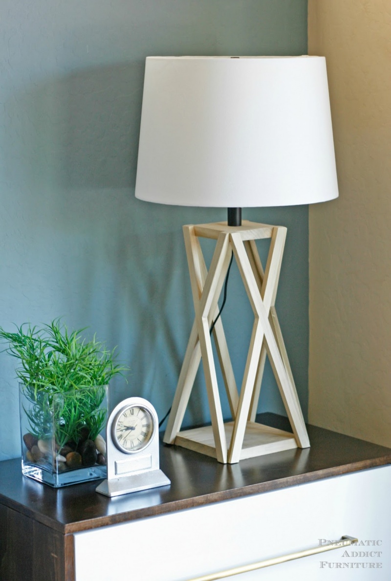 Picture Of architectural wooden tapered x lamp  7
