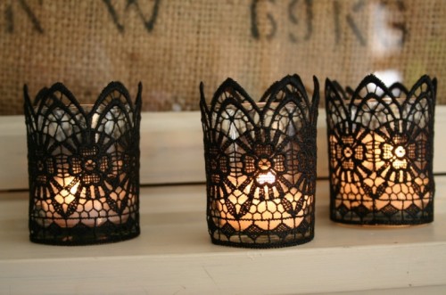 Gothic lace candleholders