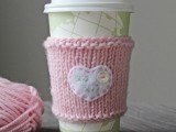 Valentine’s heart cup cozy