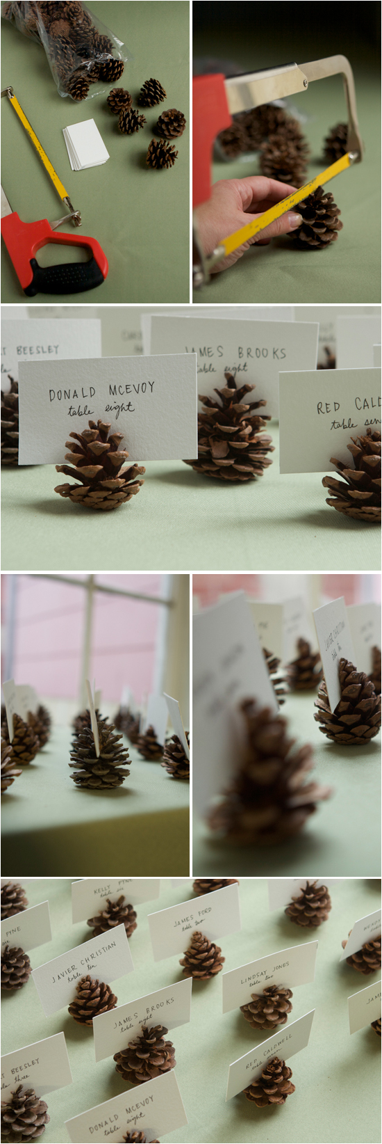 pinecone place card holder (via projectwedding)