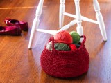 crochet basket with handles