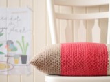 crocheted color block cushion