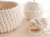crocheted bowl for towels