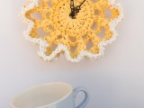 crocheted clock