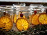 dried orange and cranberry candleholders