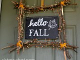 fall sign with a wreath