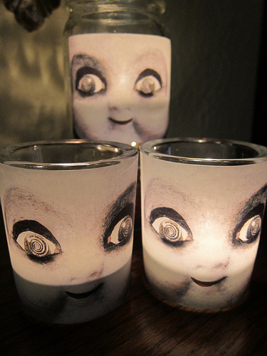 scary doll face candles (via justcraftyenough)