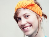 knitted headband with a bow