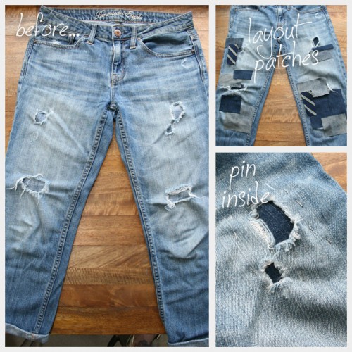 patched jeans (via trinketsinbloom)