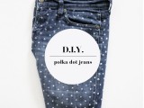 white polka dot jeans