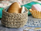 crocheted twine basket