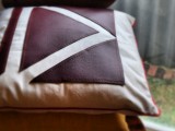 leather geometric pillow