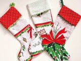 vintage tablecloth Christmas stockings