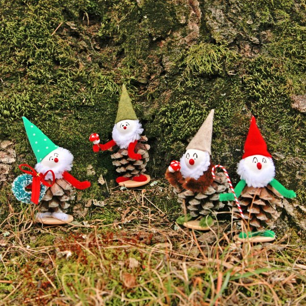 vintage Christmas pin cone elves