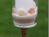 beach wine glass candleholder
