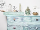 turquoise shabby chic sideboard