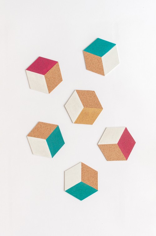 Bold DIY Hexagon Cork Coasters