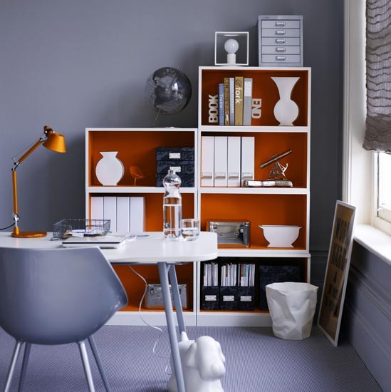 Colorful back cover could make a plain white bookcase like IKEA Billy a good looking solution.